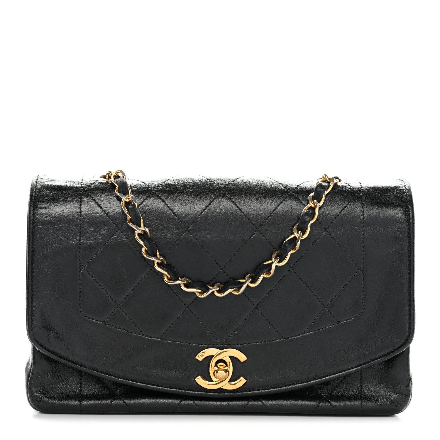 Lambskin Quilted Small Single Flap Black