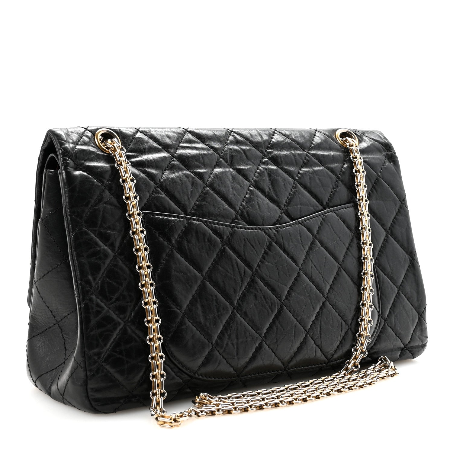 Aged Calfskin Quilted 2.55 Reissue 227 Flap Black