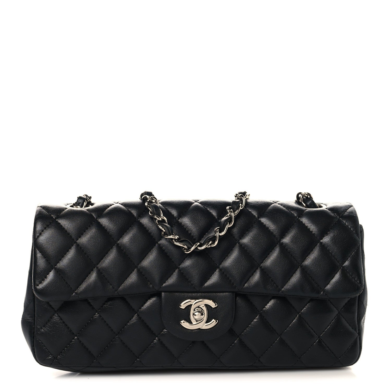 Lambskin Quilted East West Flap Black