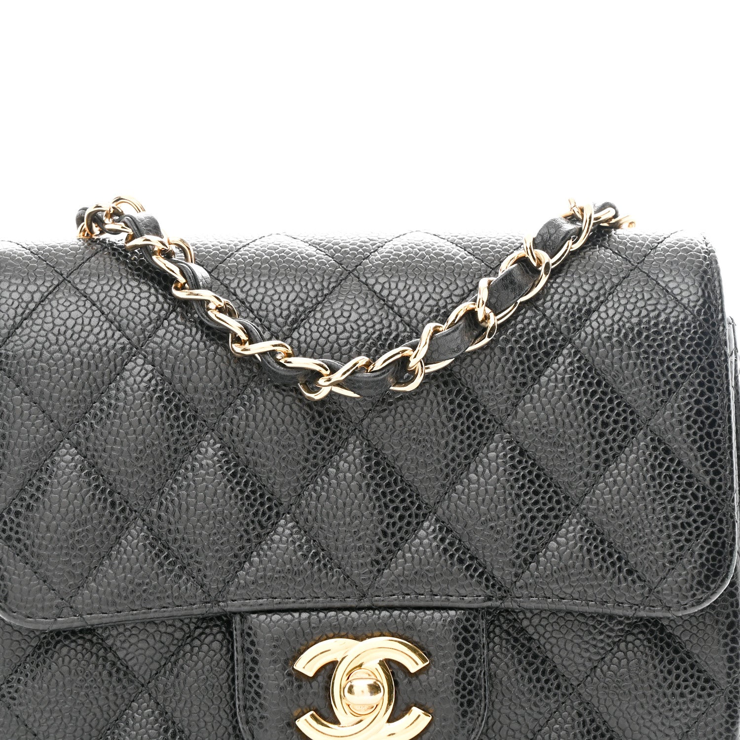 Caviar Quilted Mini Square Flap Black