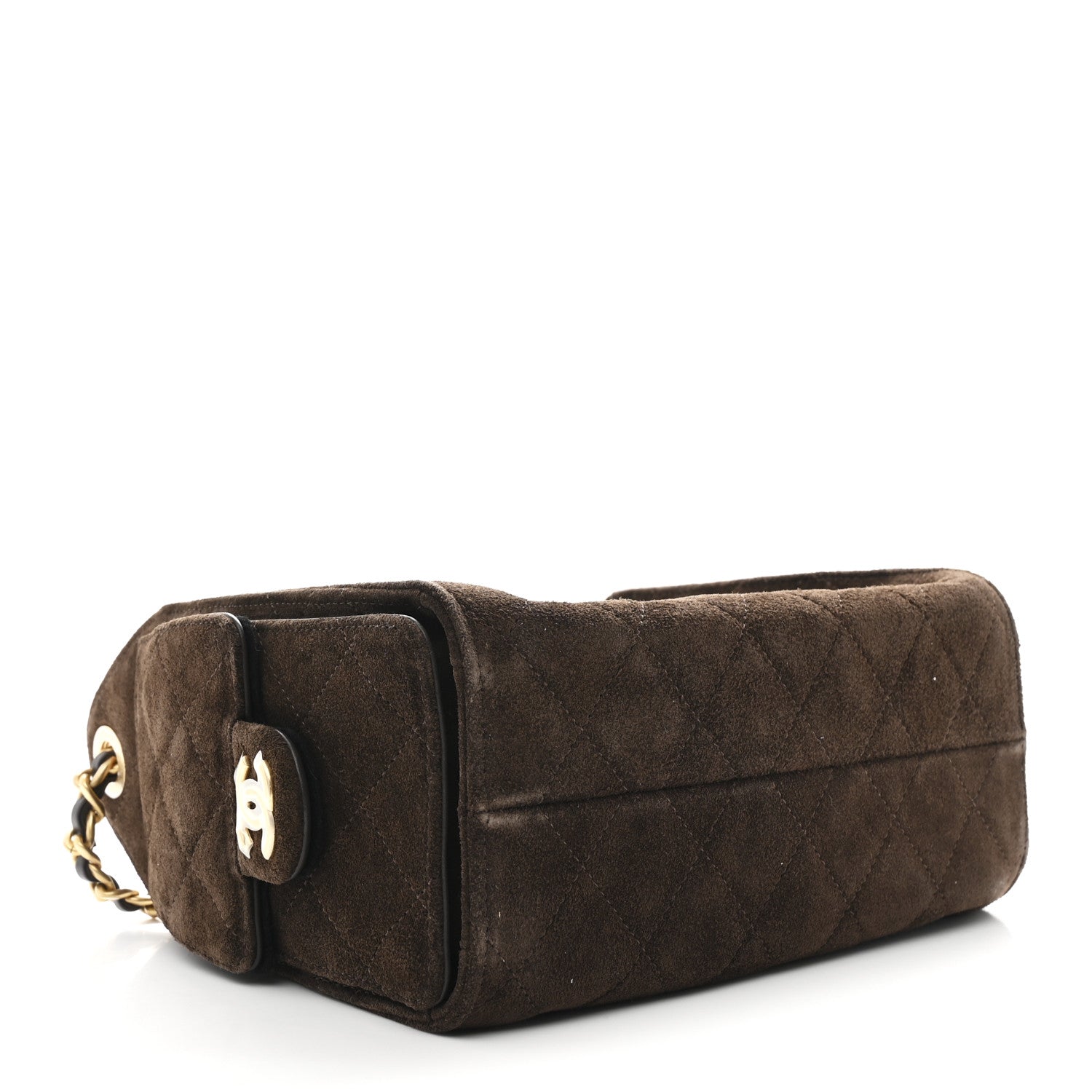 Suede Quilted Mini Chanel 25 Handbag Dark Brown