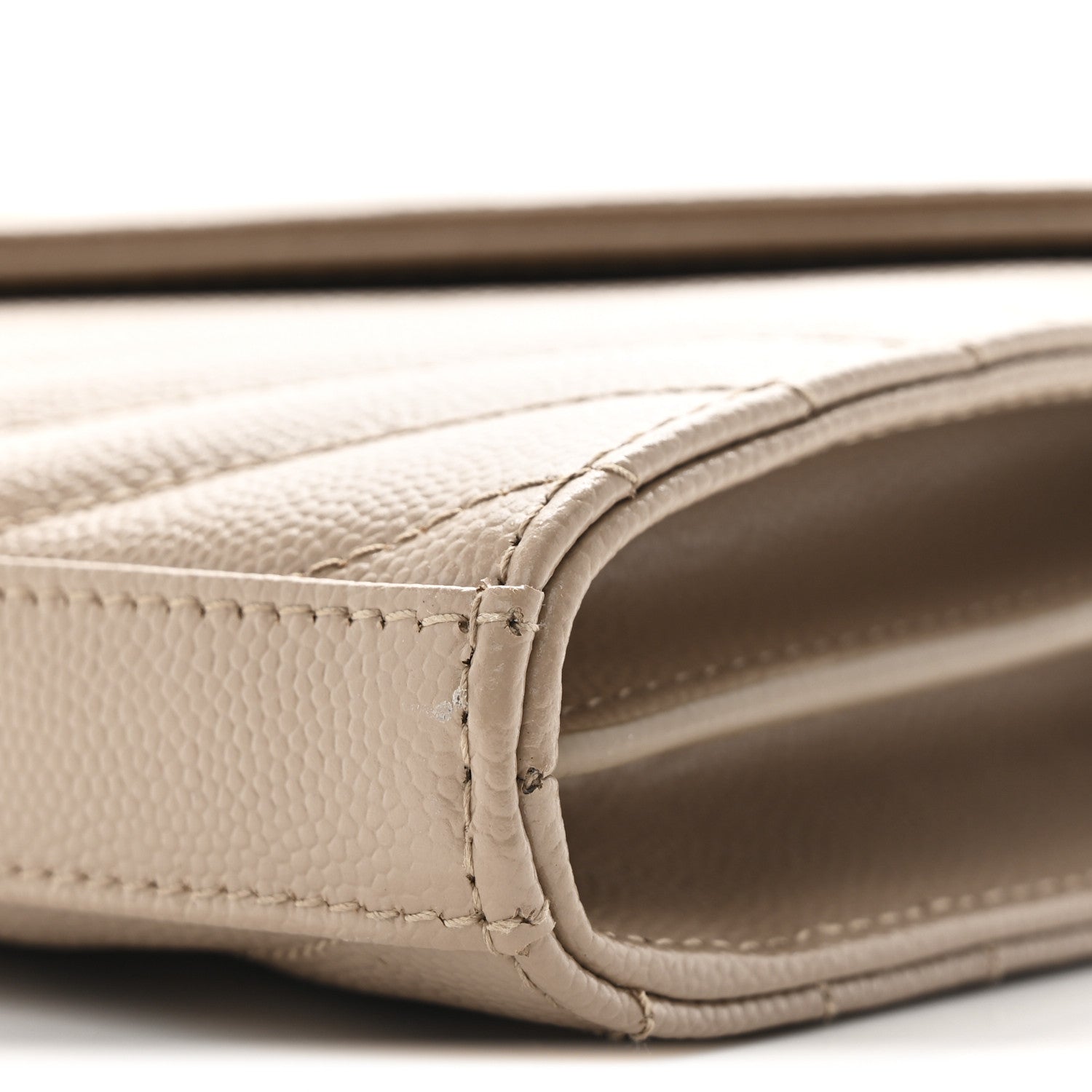 Grain De Poudre Matelasse Chevron Monogram Chain Wallet Dark Beige