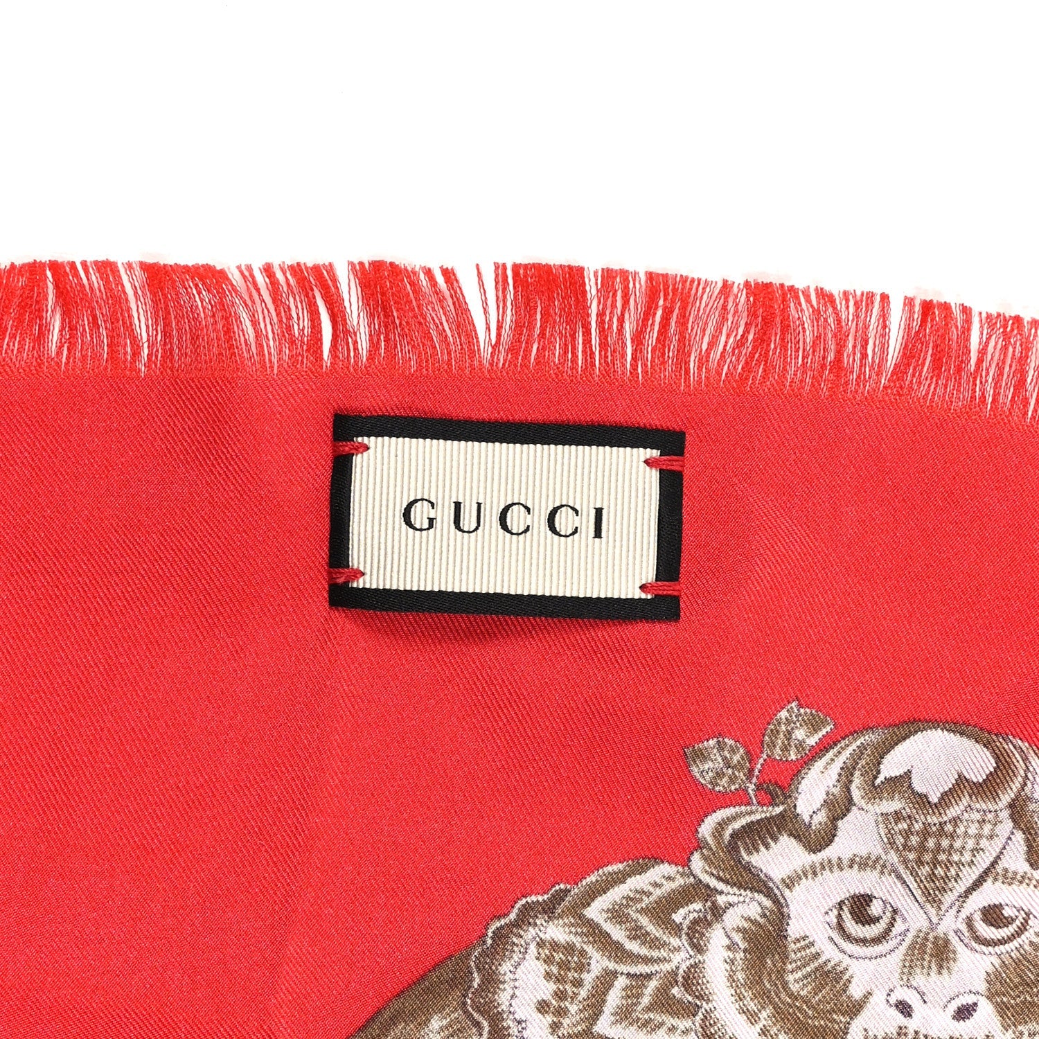 Silk Animal Print Square Scarf Red
