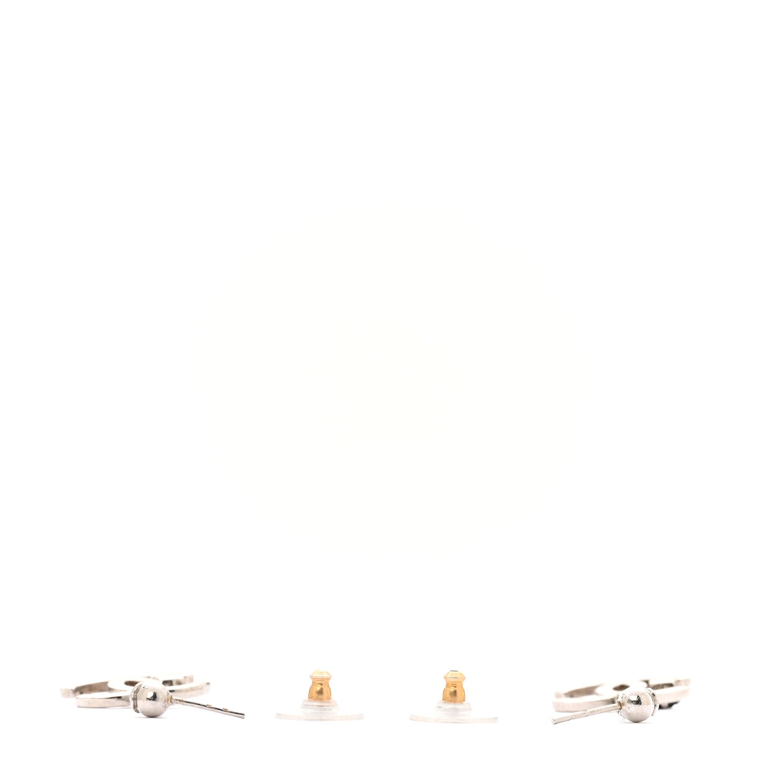 Crystal CC Dangle Earrings Silver Black