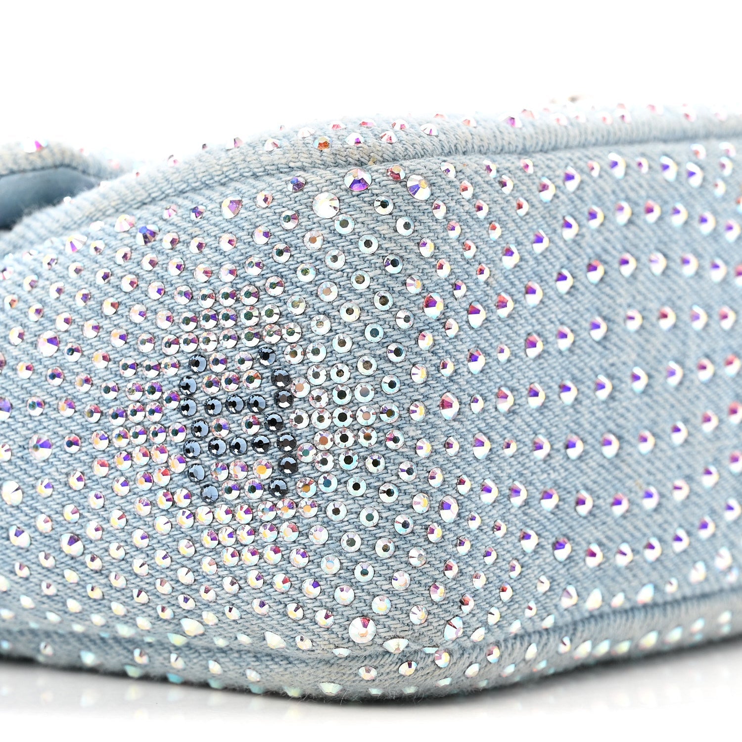 Denim Strass Evening Flap Bag Blue