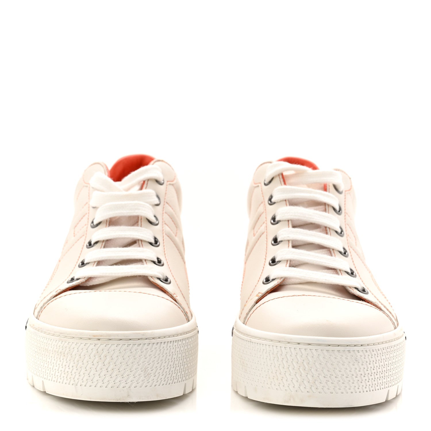 Calfskin Womens Voltage Sneakers 38 White Orange