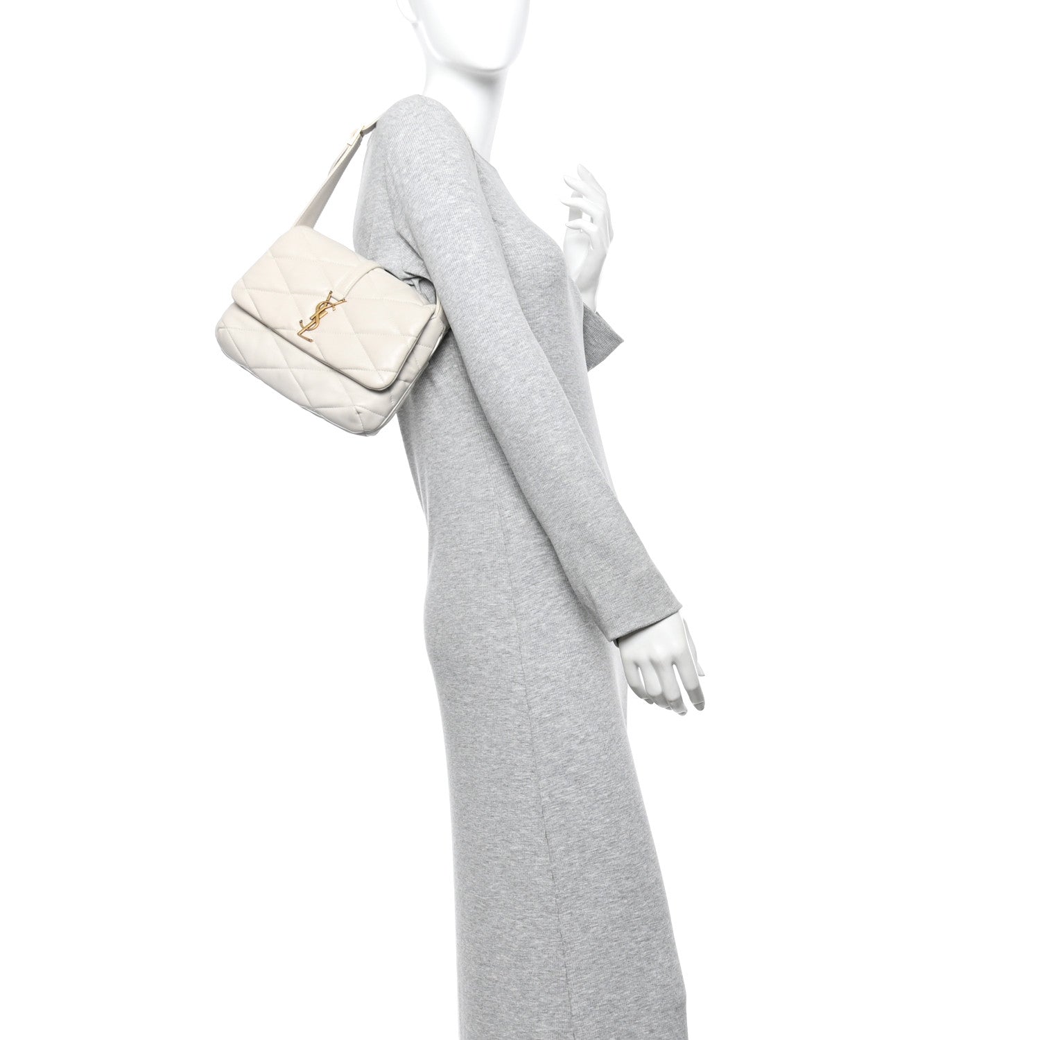 Lambskin Quilted Le 57 Diamond Shoulder Bag Crema Soft