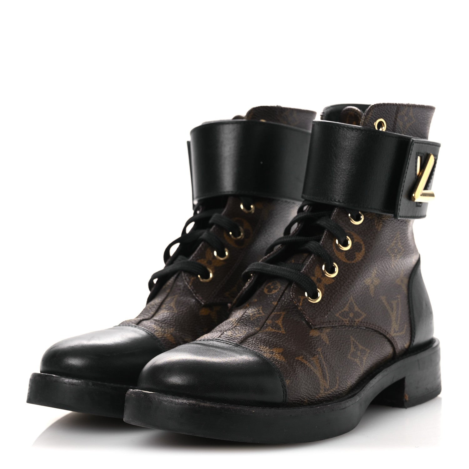 Calfskin Monogram Wonderland Flat Ranger Boots 36.5 Black