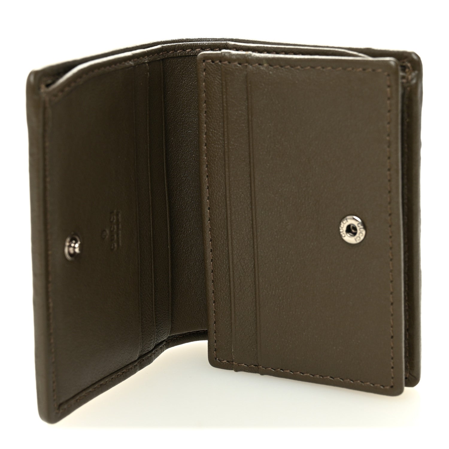Sakai Be Green Calfskin Diagonal Stitched Blondie Card Case Wallet Craclet Brown