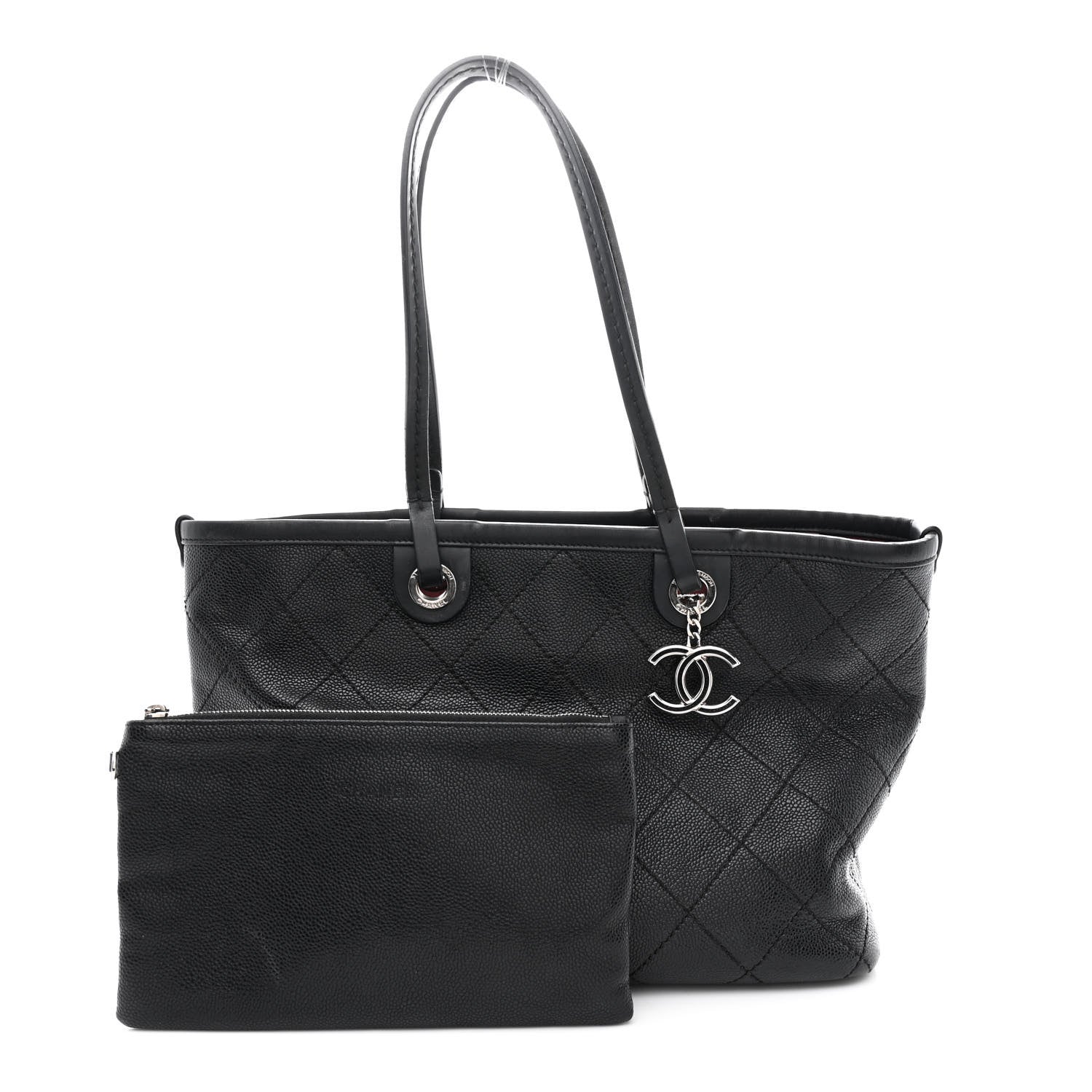 Grained Calfskin Shopping Fever Tote Black