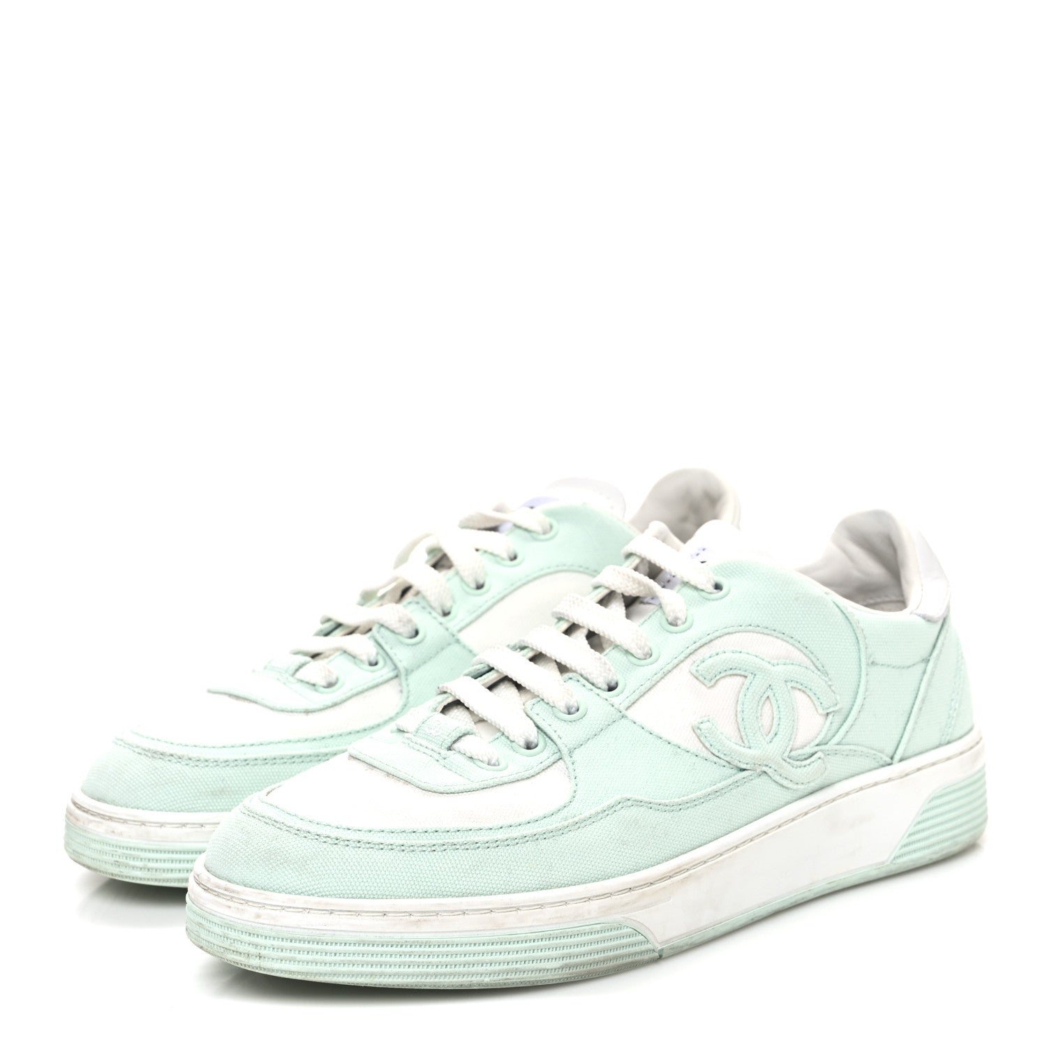 Cotton Sneakers 39 Light Turquoise White