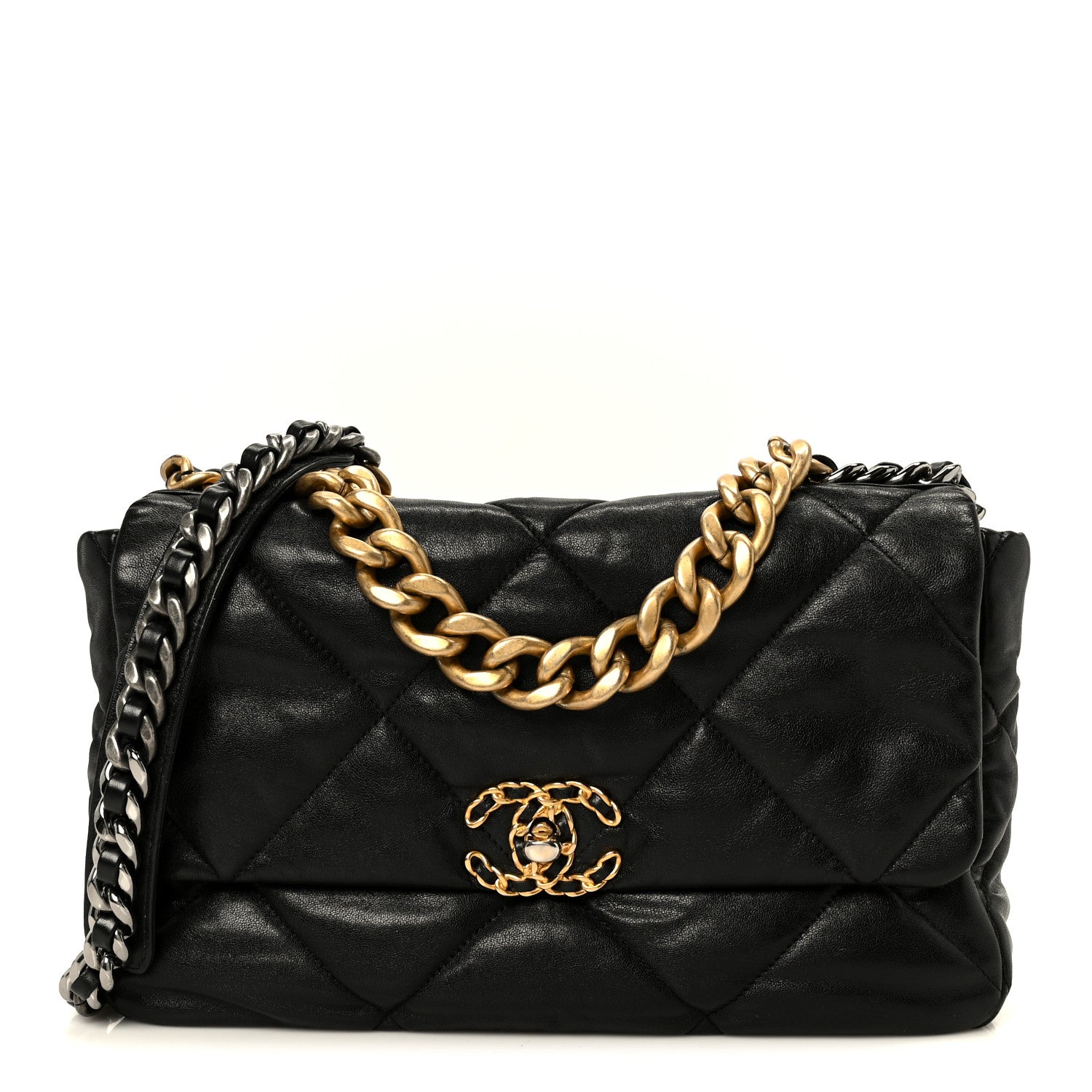 Goatskin Quilted Large Chanel 19 Flap Black