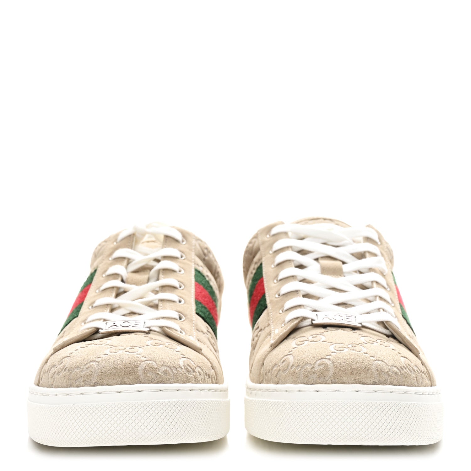 GG Suede Monogram Web Mens Sneakers 9 Oatmeal Mystic White