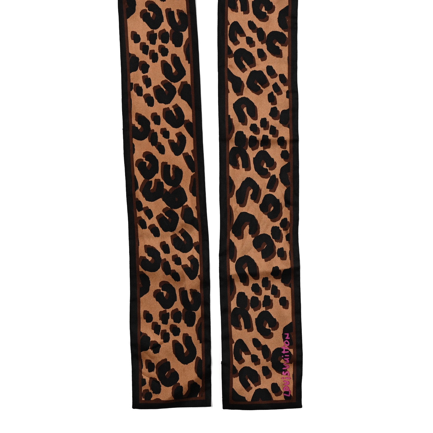 Silk Leopard Bandeau Scarf Marron