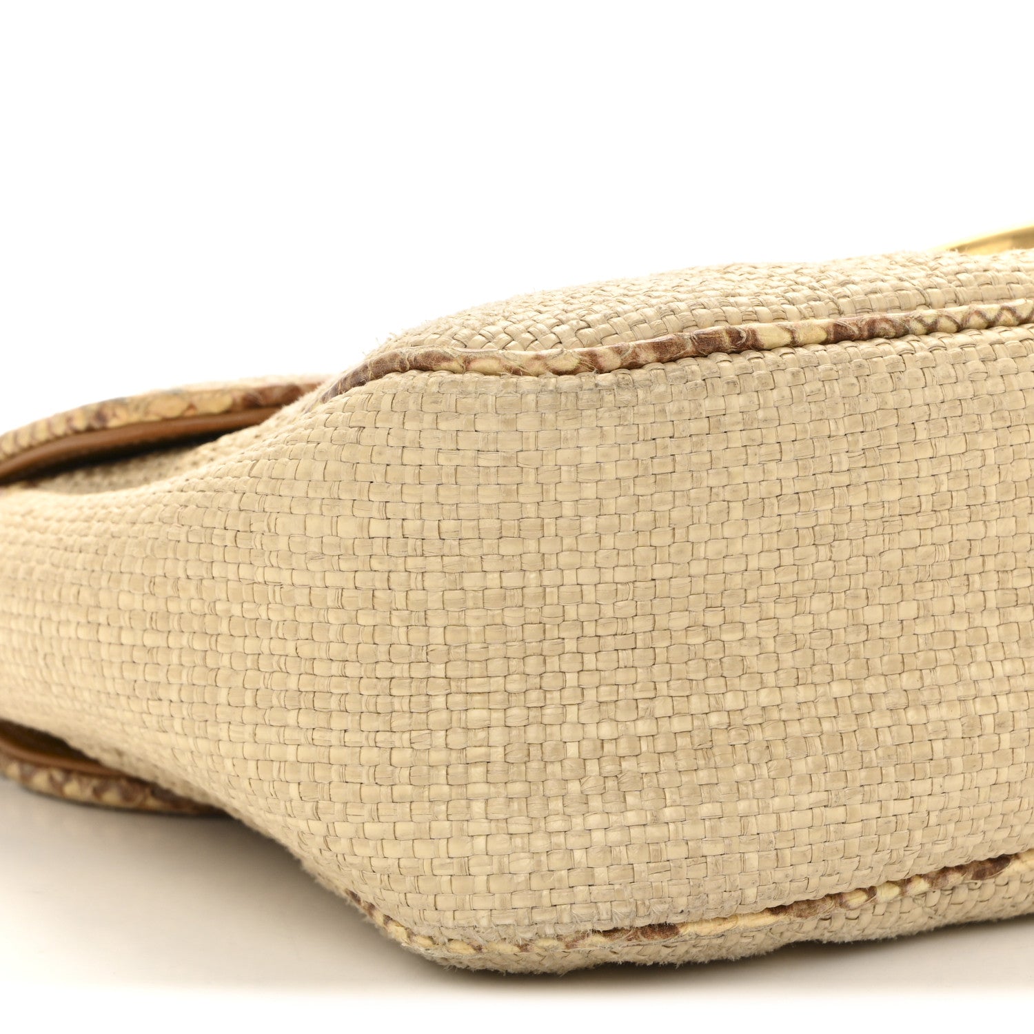 Raffia Elaphe Matelasse Small GG Marmont Shoulder Bag Natural Cream Brown