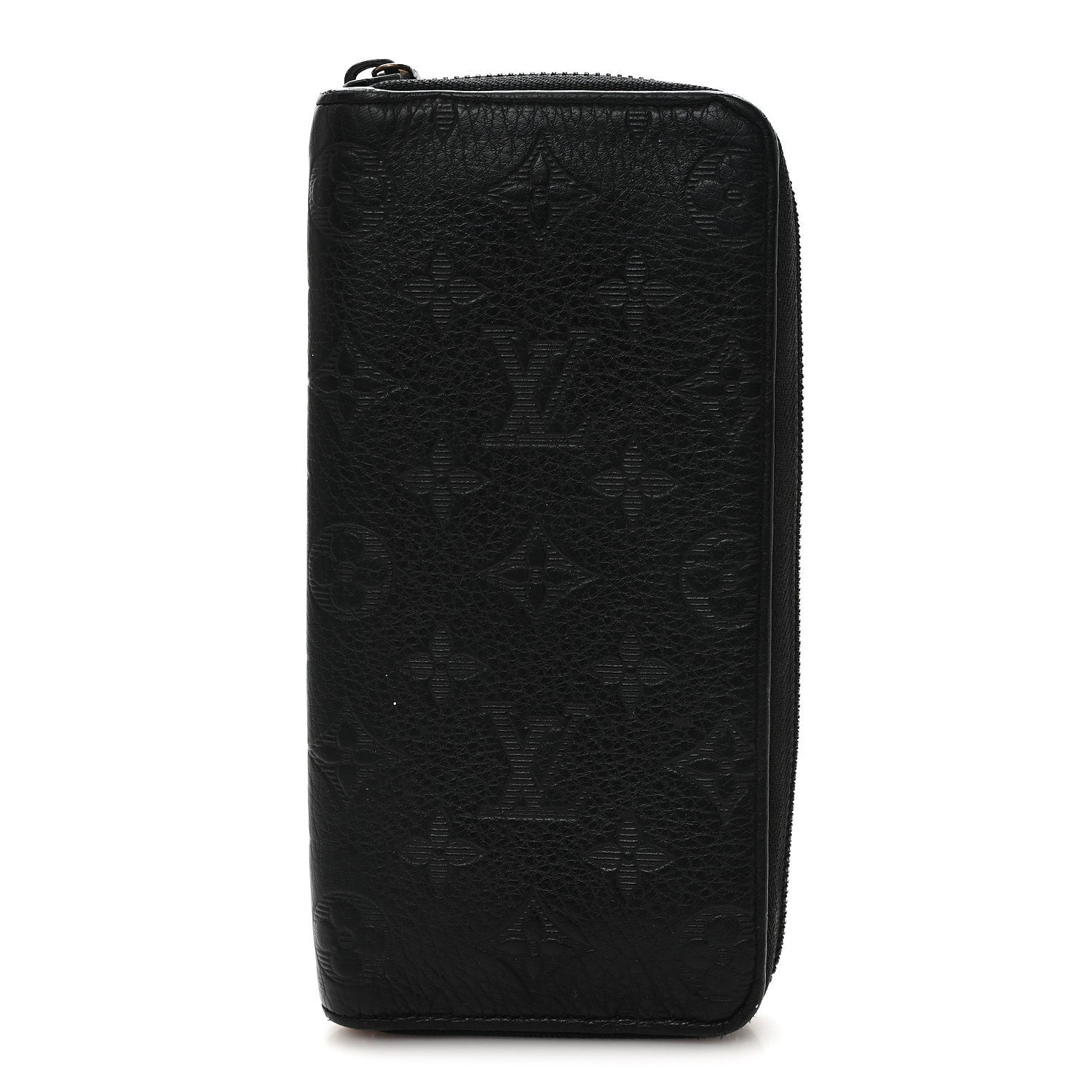 Calfskin Monogram Shadow Vertical Zippy Wallet Black