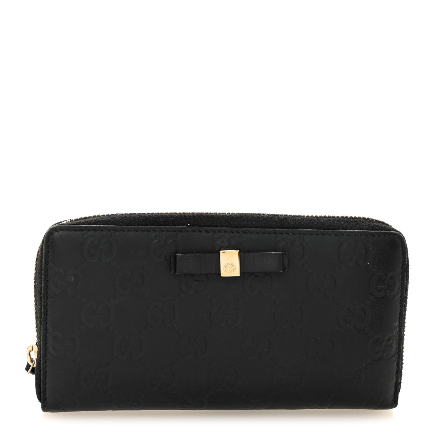 Guccissima Bow Zip Around Wallet Black