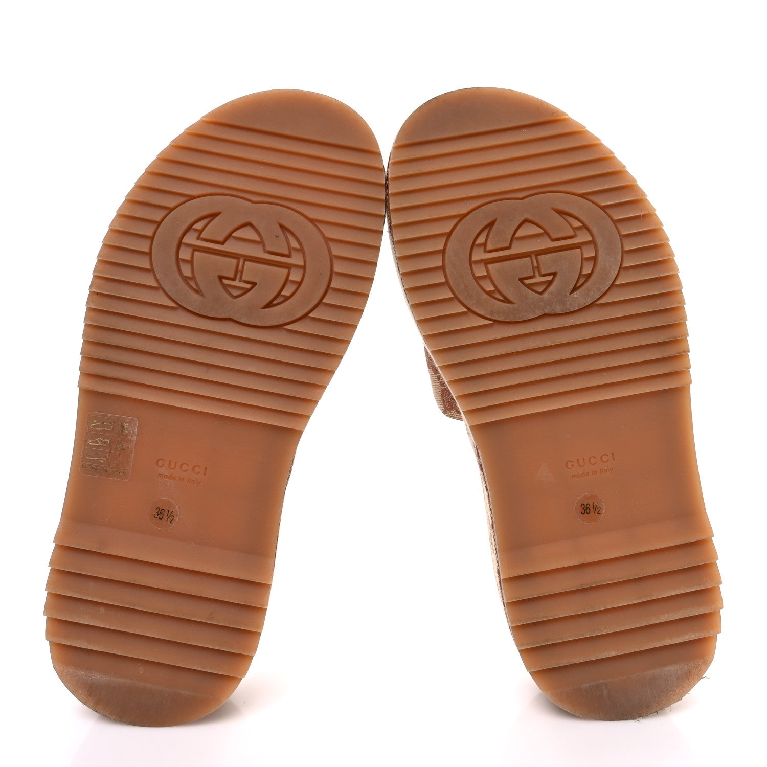 Canvas GG Monogram Angelina Platform Slide Sandals 36.5 Beige Ruggine