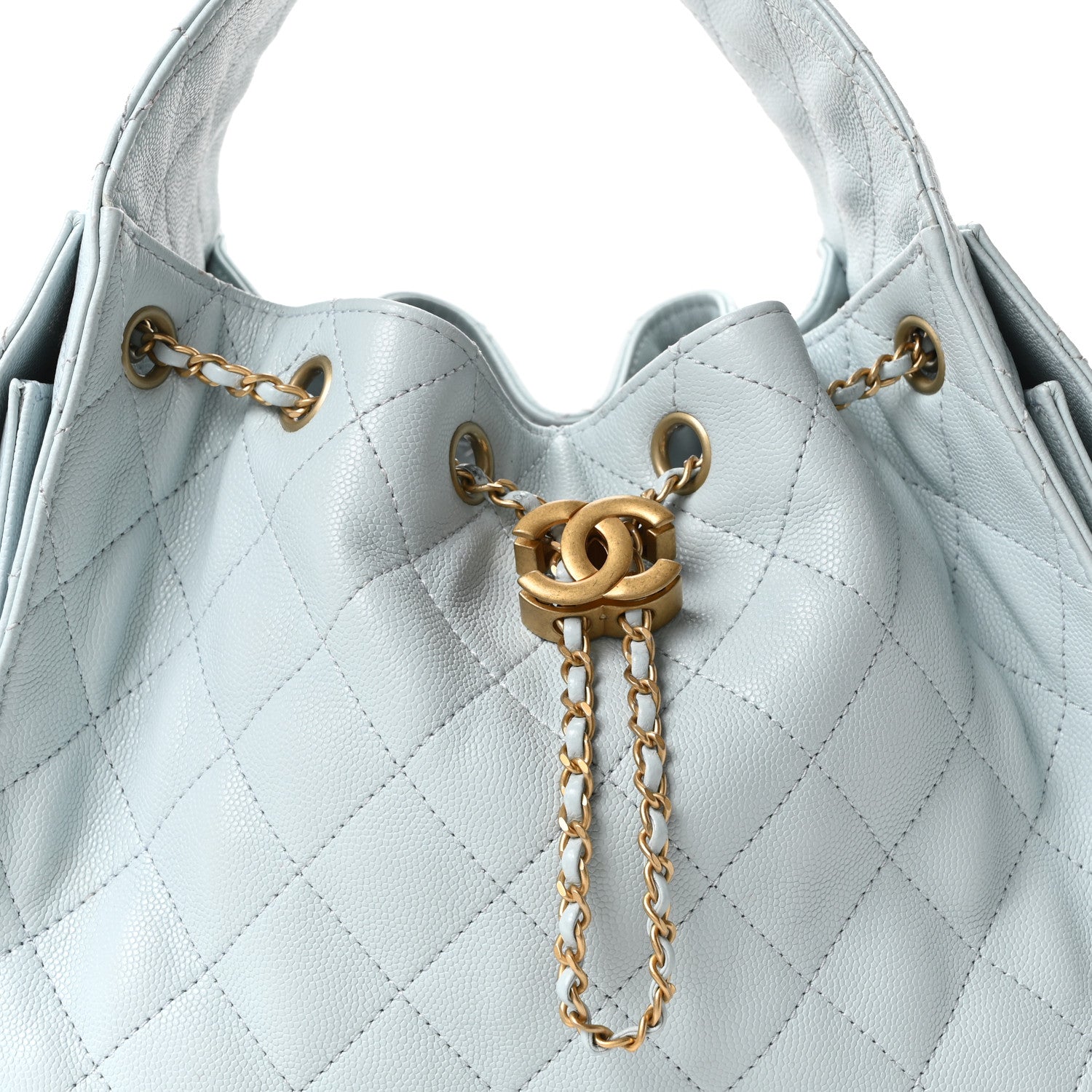 Caviar Quilted Small Chanel 25 Handbag Light Blue