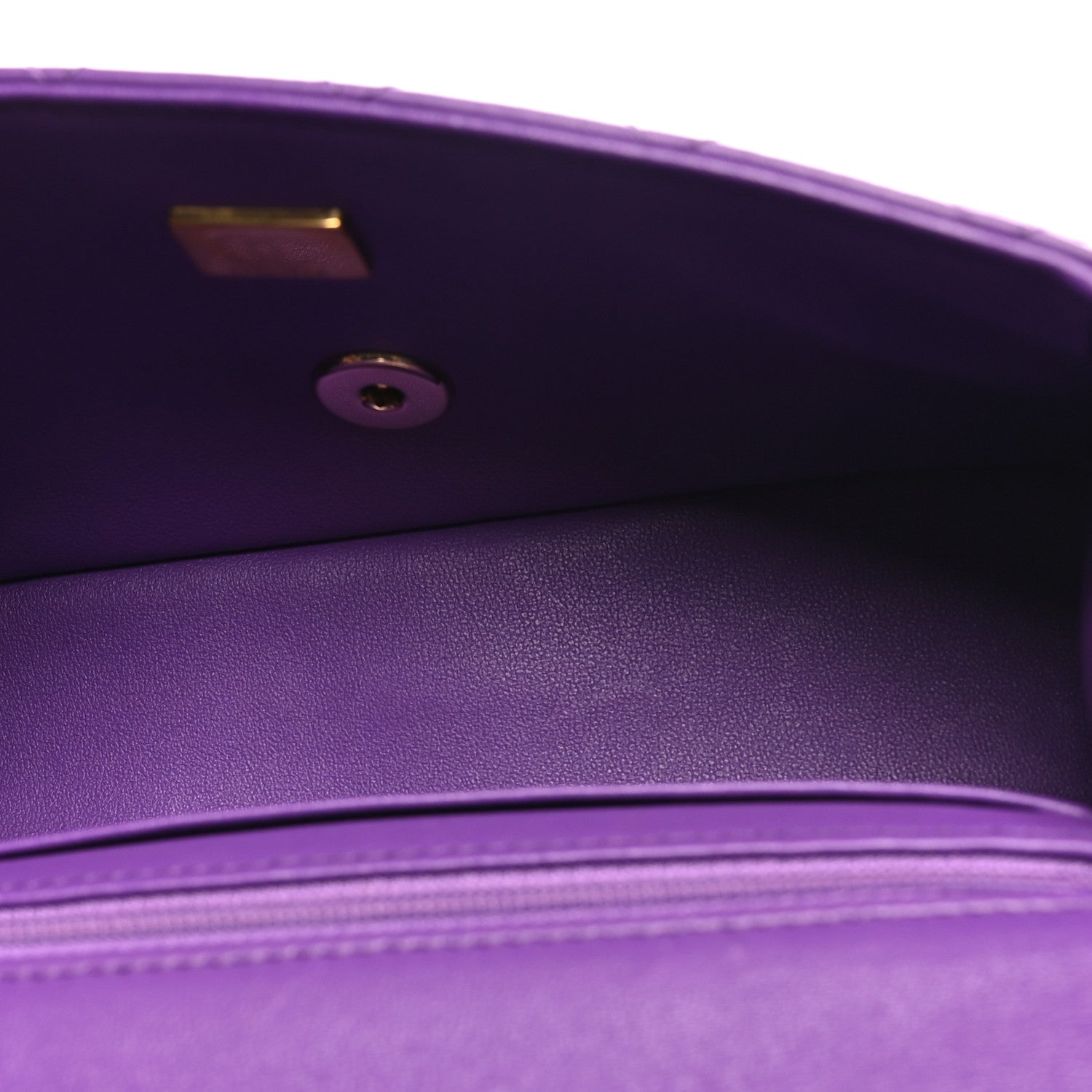 Lambskin Quilted Mini Top Handle Rectangular Flap Dark Purple