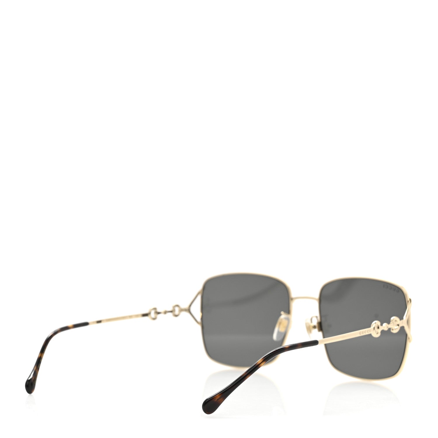 Metal Horsebit Square Frame Sunglasses GG1018SK Gold
