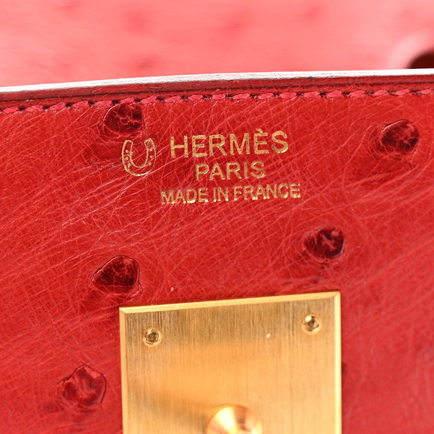 Ostrich Horseshoe Birkin 30 Rouge Vif Orange