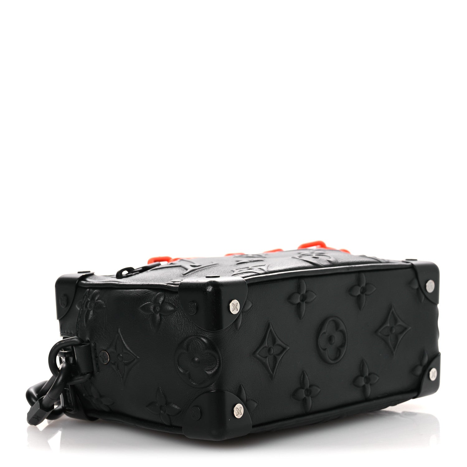 Calfskin Debossed Monogram Solar Ray Mini Soft Trunk Black