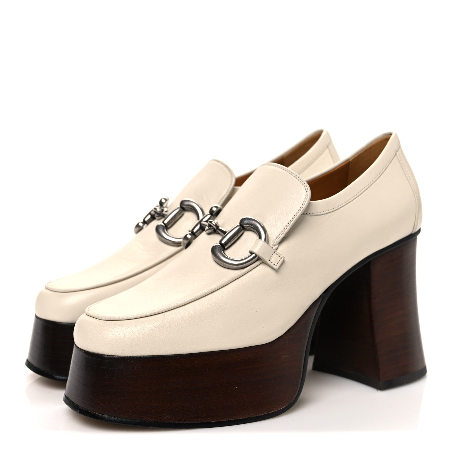 Malaga Kid Horsebit Platform Loafers 36 Mystic White