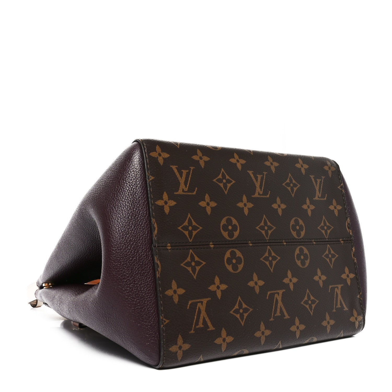 Calfskin Monogram Fold Tote MM Black Wine Cream
