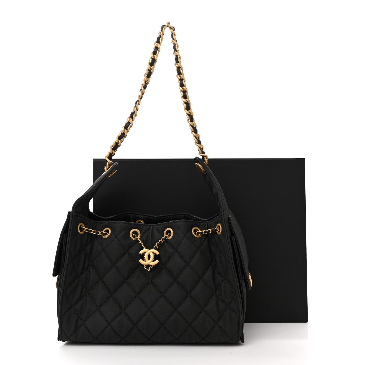 Canvas Quilted Small Chanel 25 Handbag Black