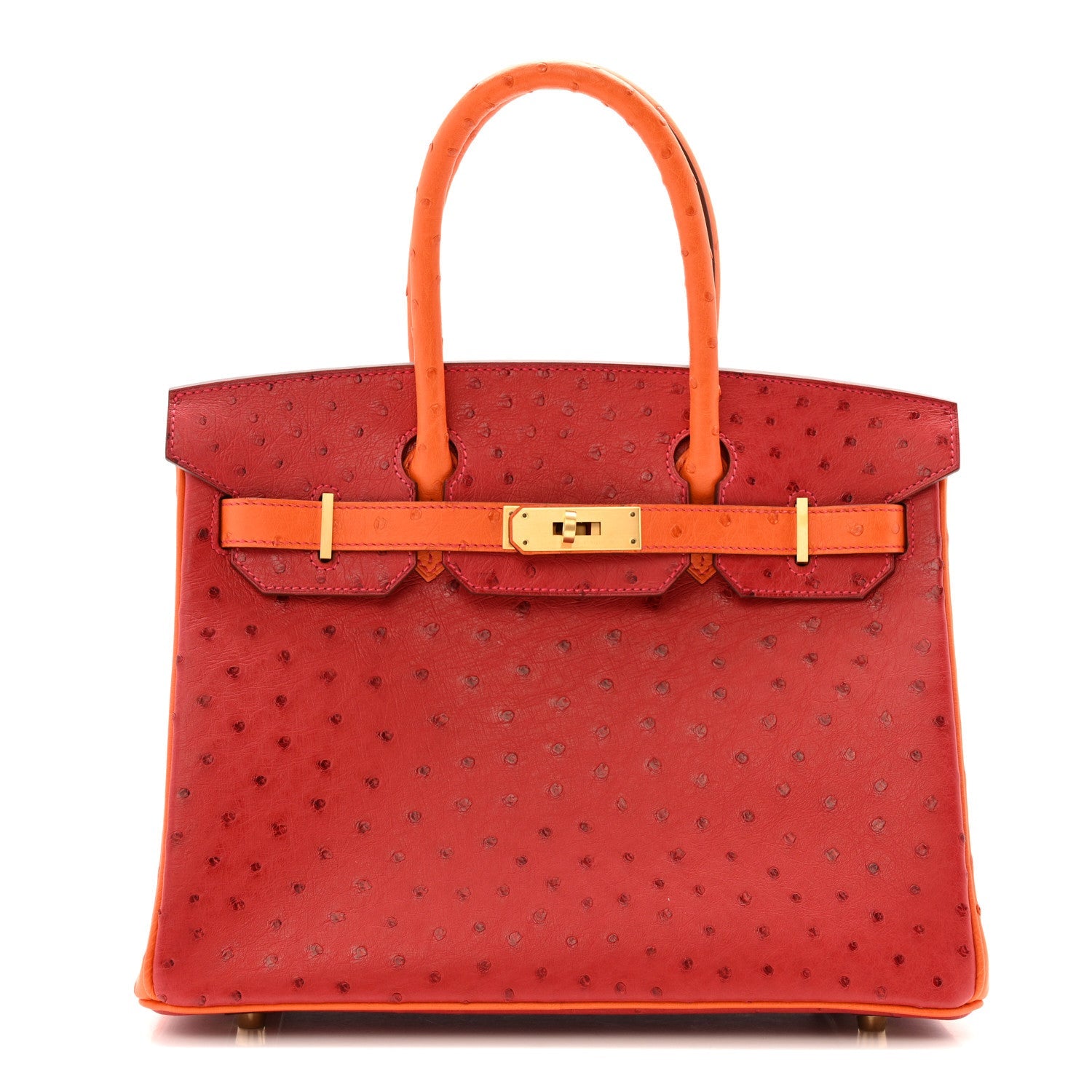 Ostrich Horseshoe Birkin 30 Rouge Vif Orange