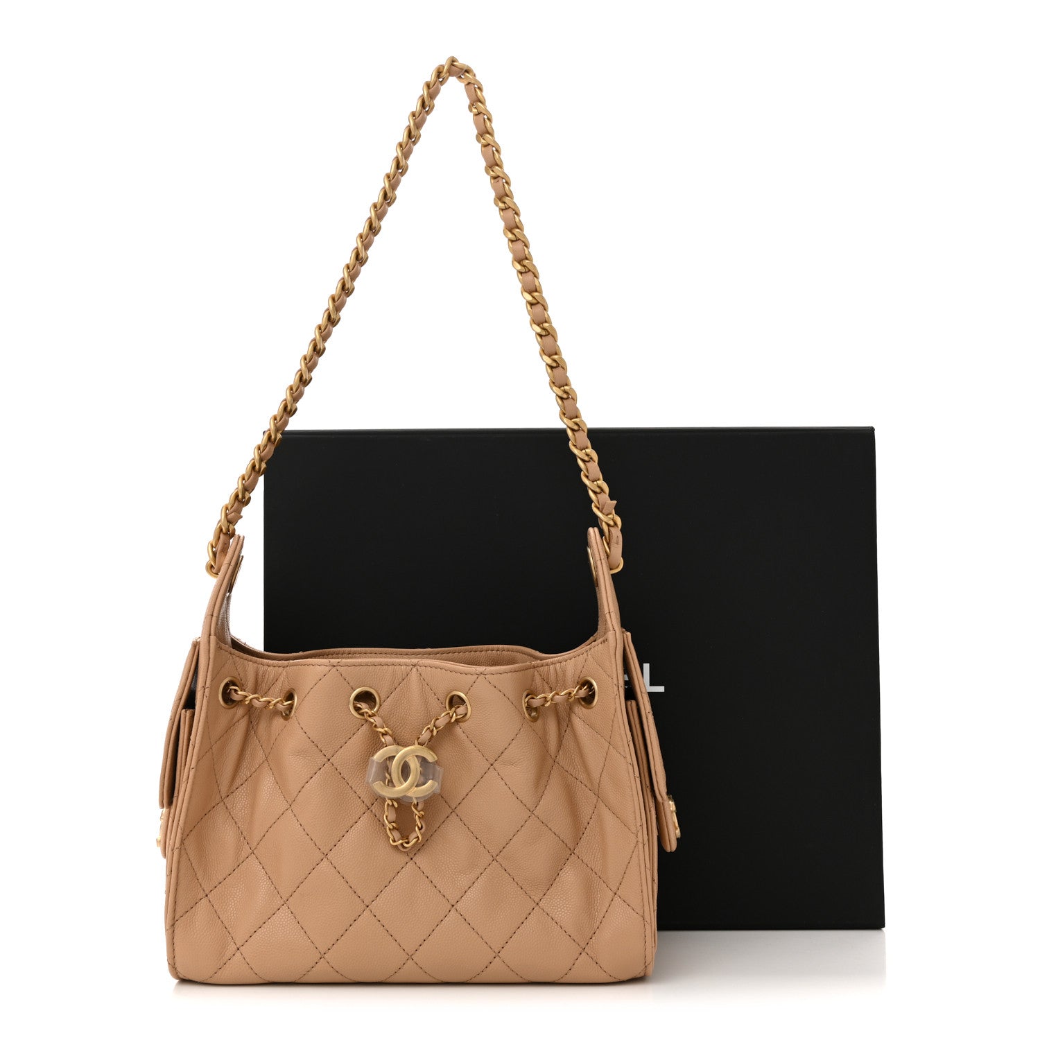 Caviar Quilted Mini Chanel 25 Handbag Beige