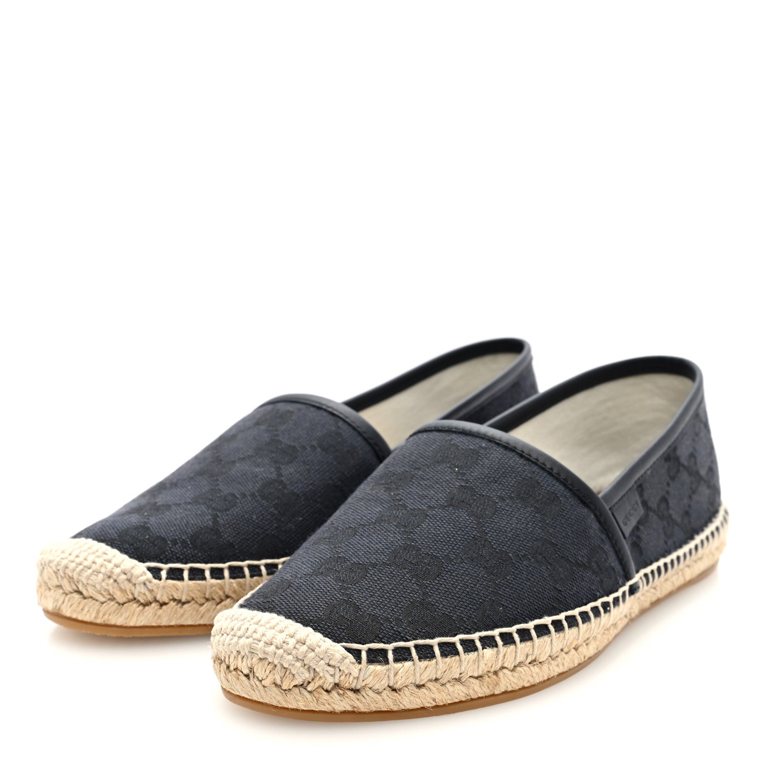 Washed Cotton Miro Soft Calfskin GG Monogram Espadrilles 37.5 Black