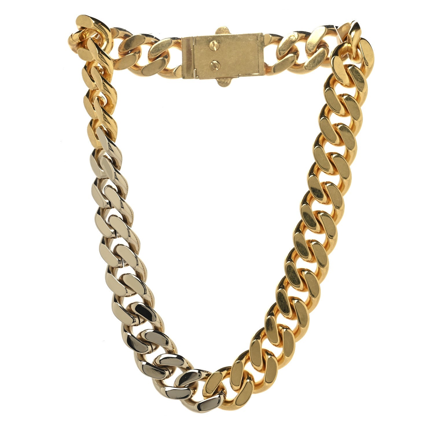 Metal Curb Chain Necklace Gold Silver