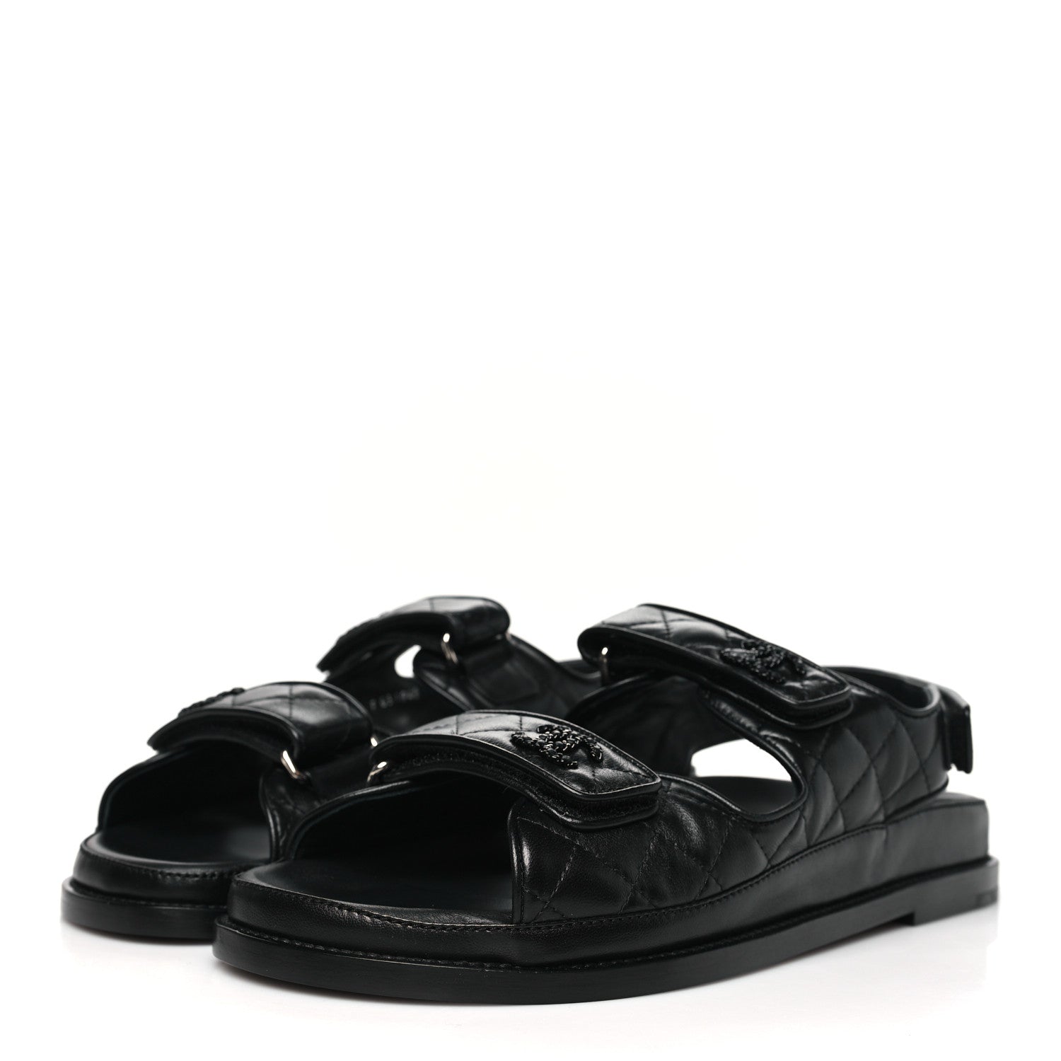 Lambskin Velcro Dad Sandals 40 Black