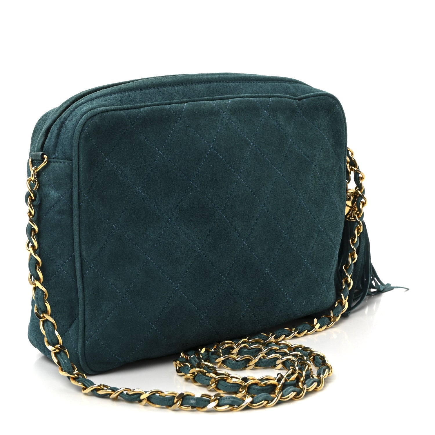 Suede Quilted CC Tassel Camera Bag Blue