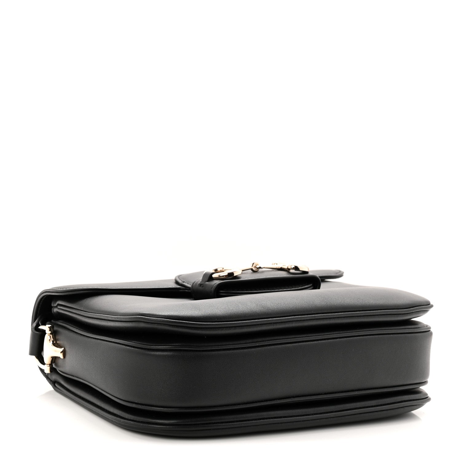 Ciny Lux Calfskin Horsebit 1955 Soft Small Shoulder Bag Black