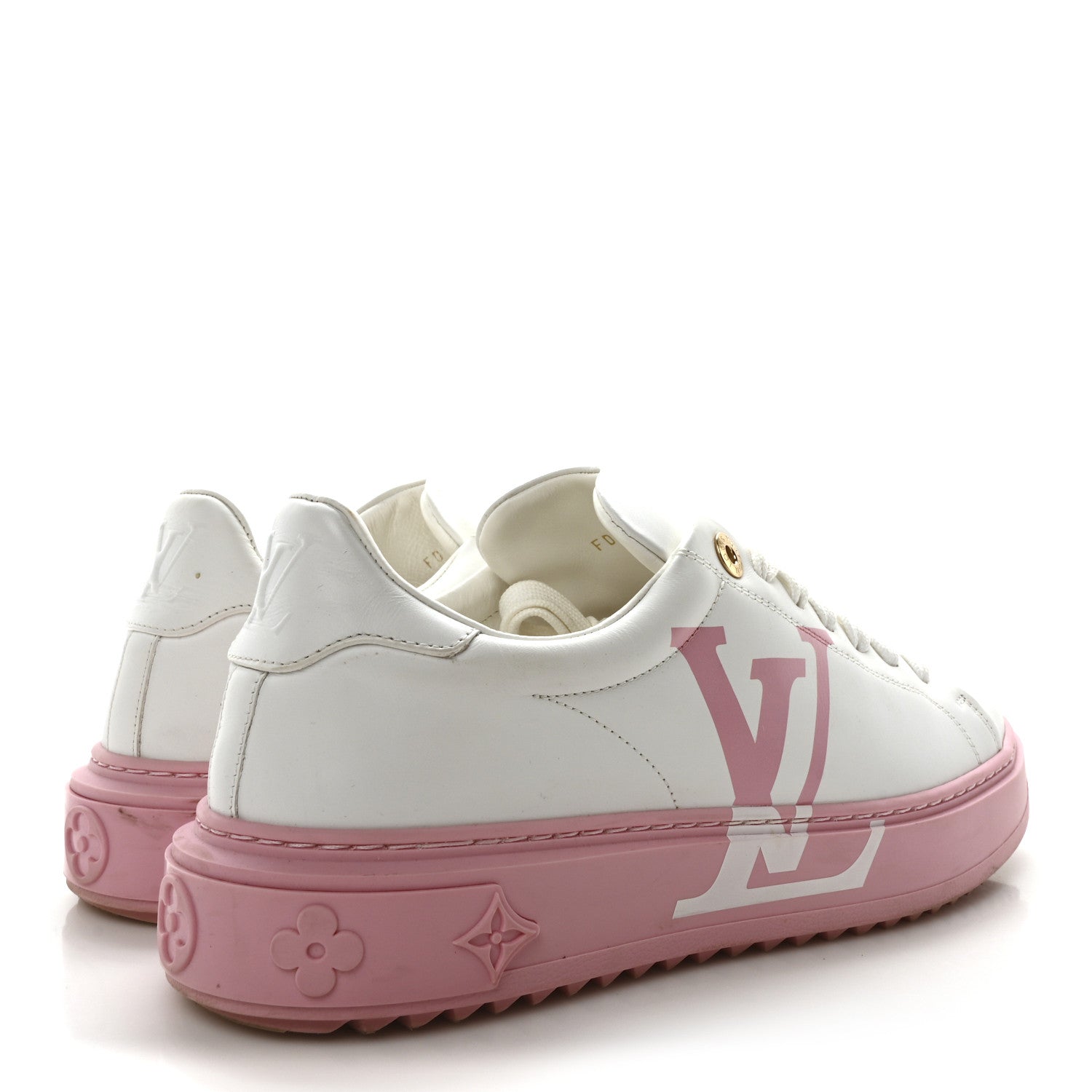 Calfskin LV Timeout Sneaker 40 White Rose Clair