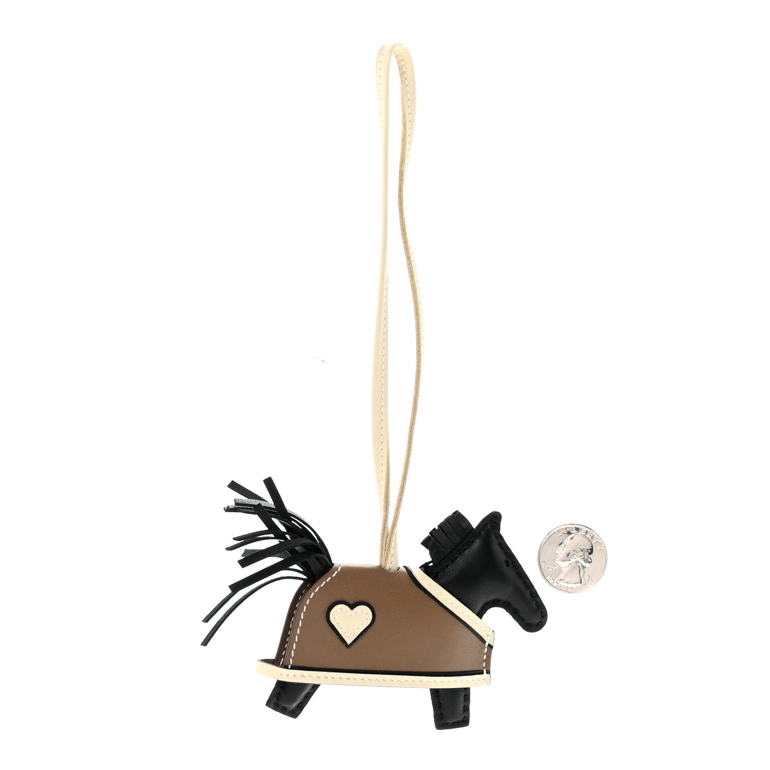 Milo Lambskin Grigri Rodeo Robeo Coeur Bag Charm PM Black Craie Etoupe