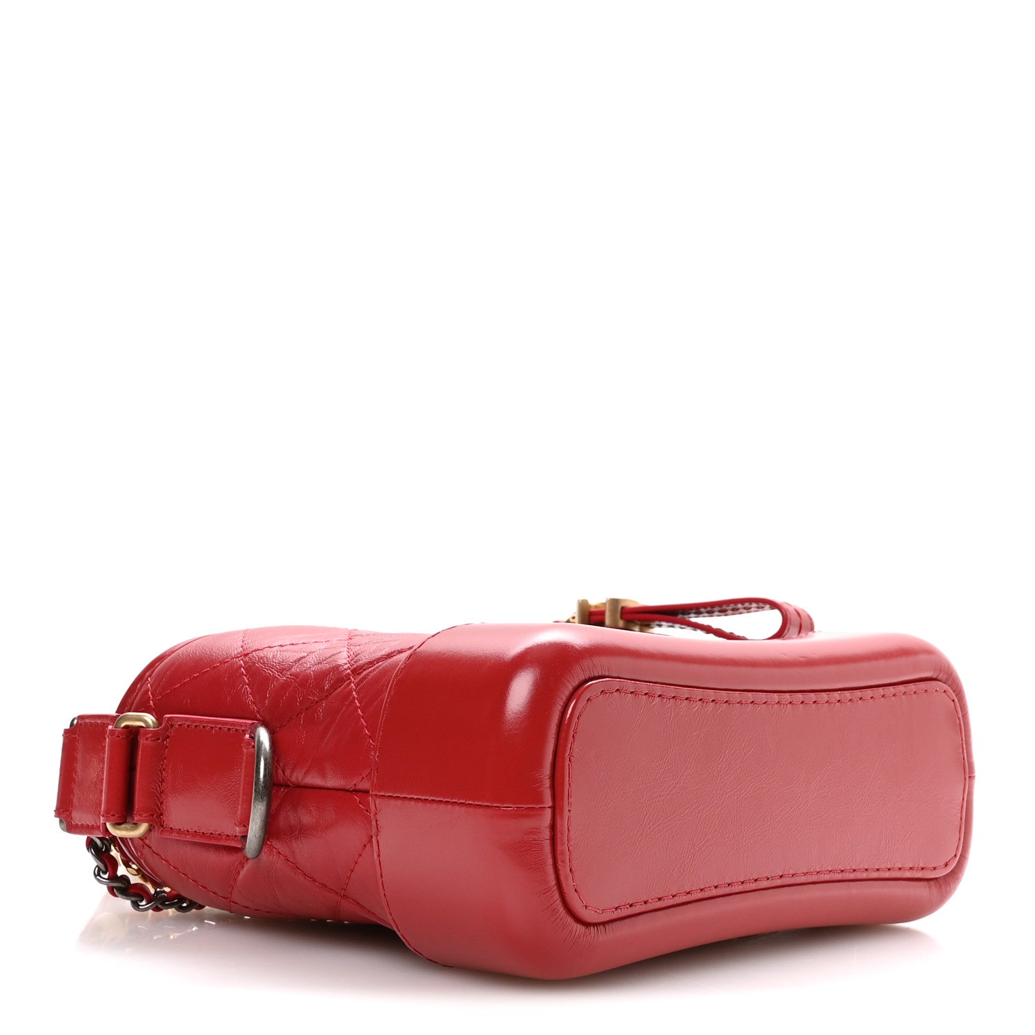 Aged Calfskin Quilted Small Gabrielle Logo Hobo Red