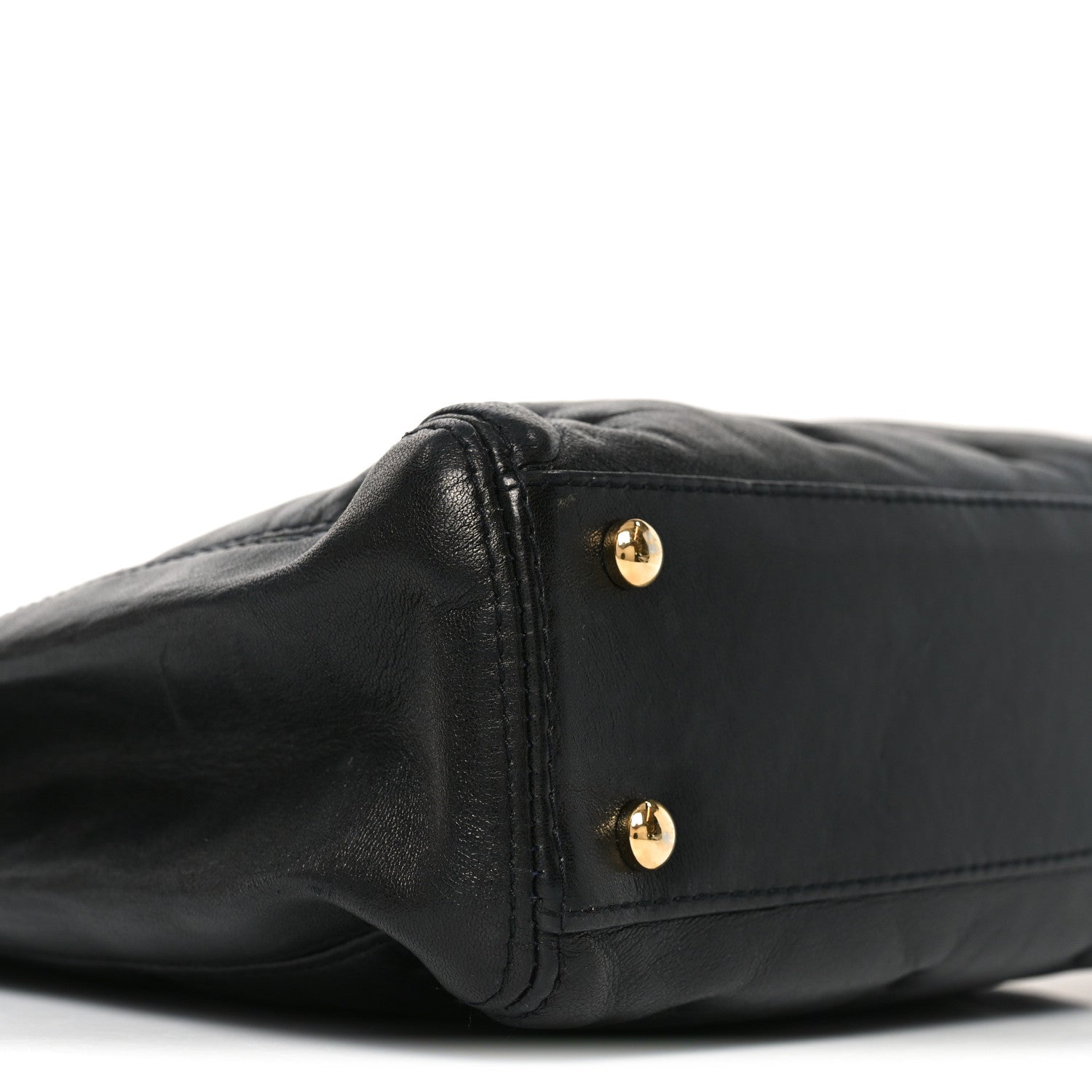 Lambskin Cross Stitch Shopper Tote Black