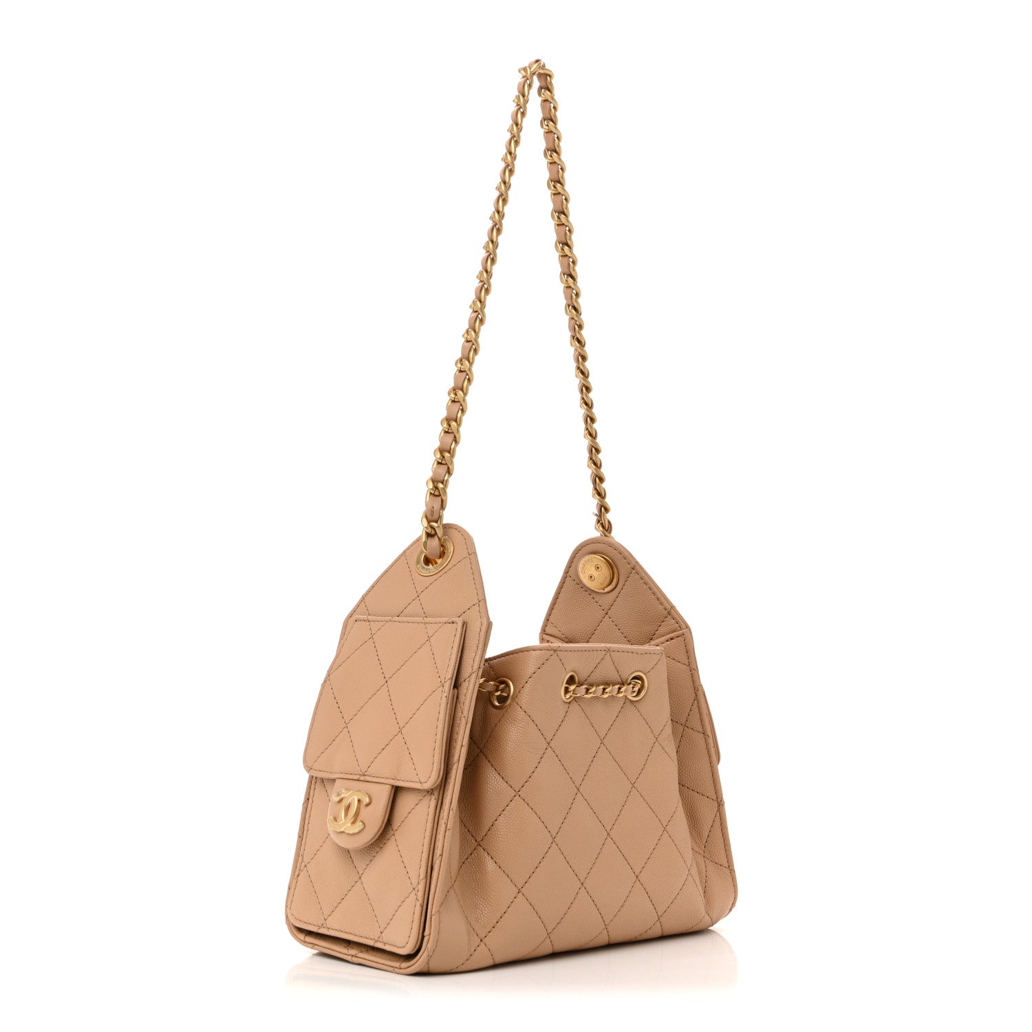 Caviar Quilted Mini Chanel 25 Handbag Beige