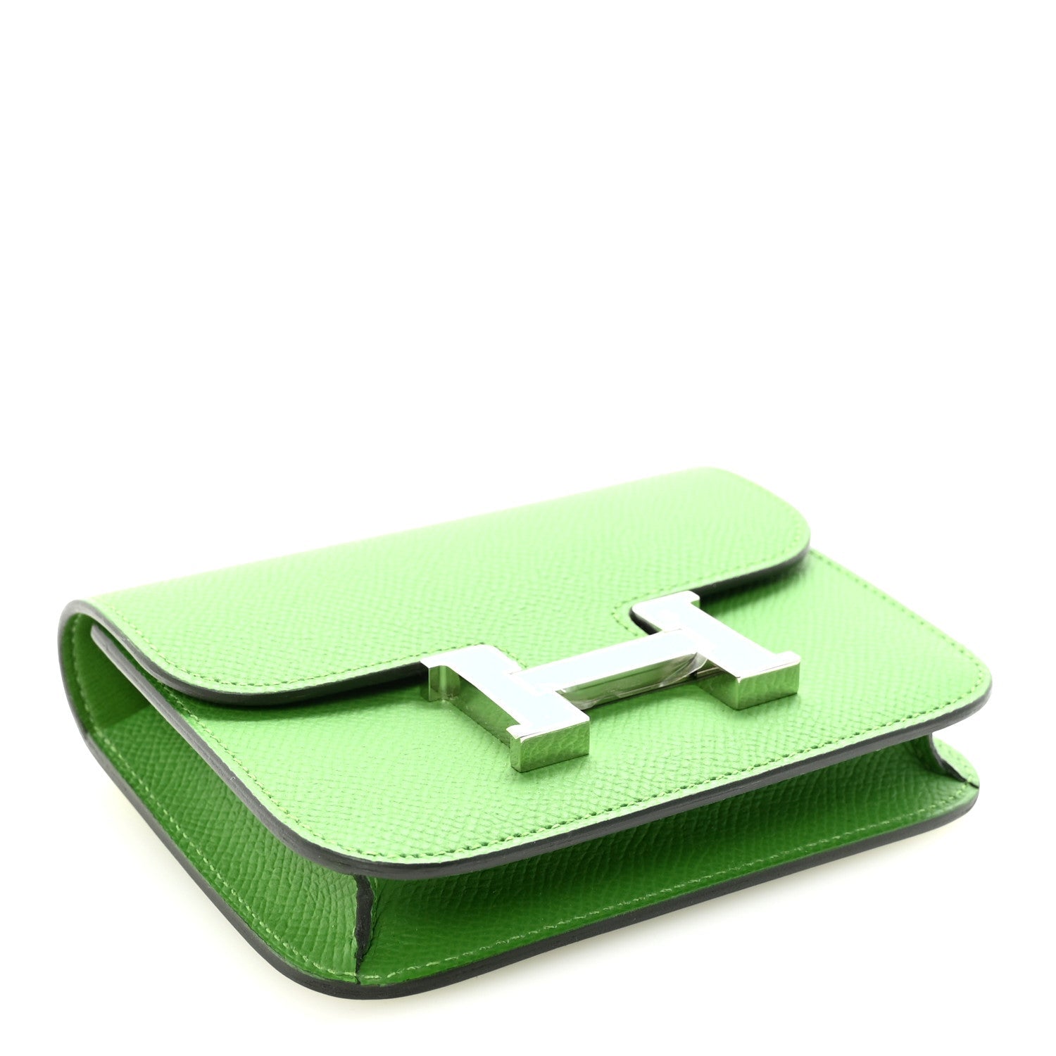 Epsom Enamel Constance Slim Wallet Vert Yucca Celeste