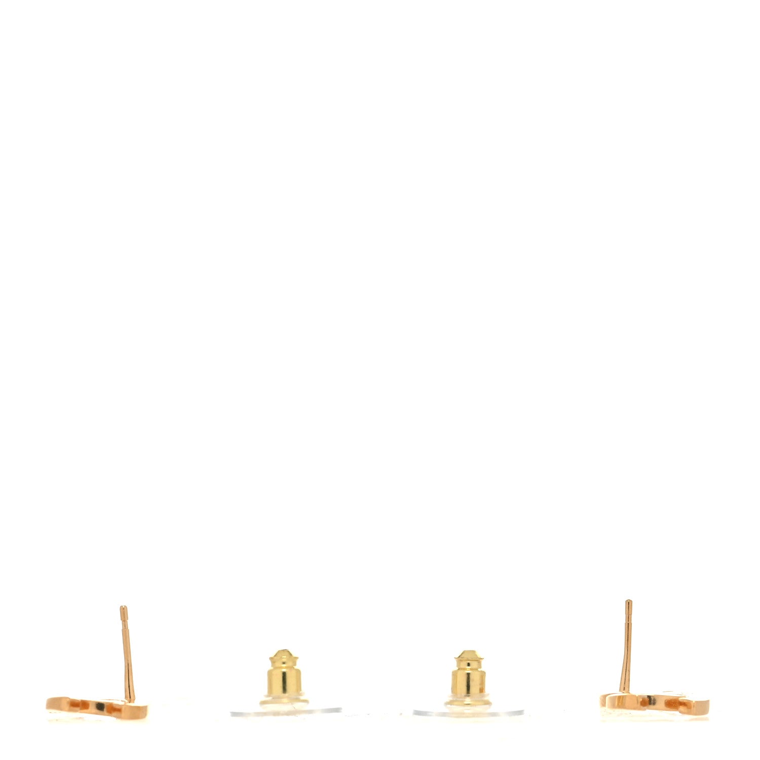 Metal CC Paris Button Stud Earrings Gold