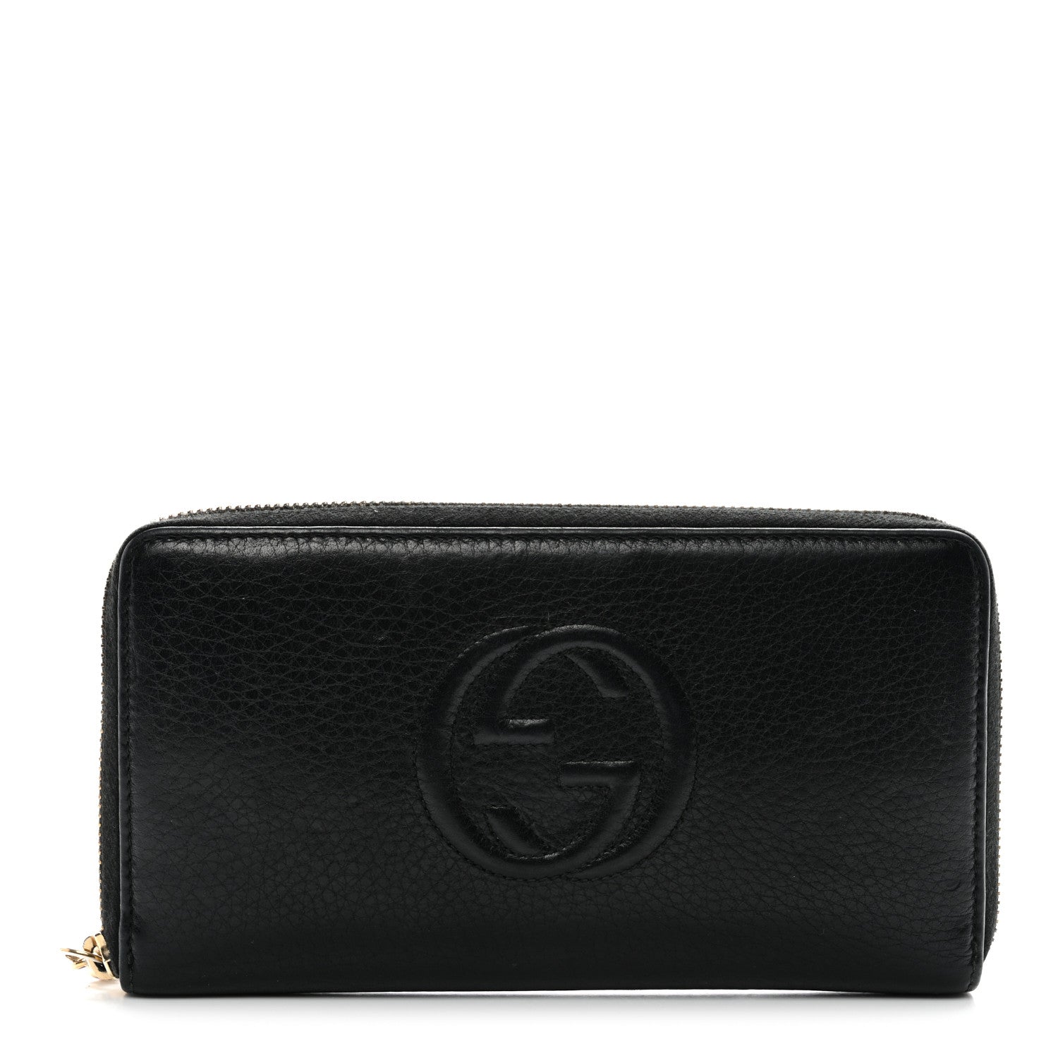 Pebbled Calfskin Soho Zip Around Wallet Black