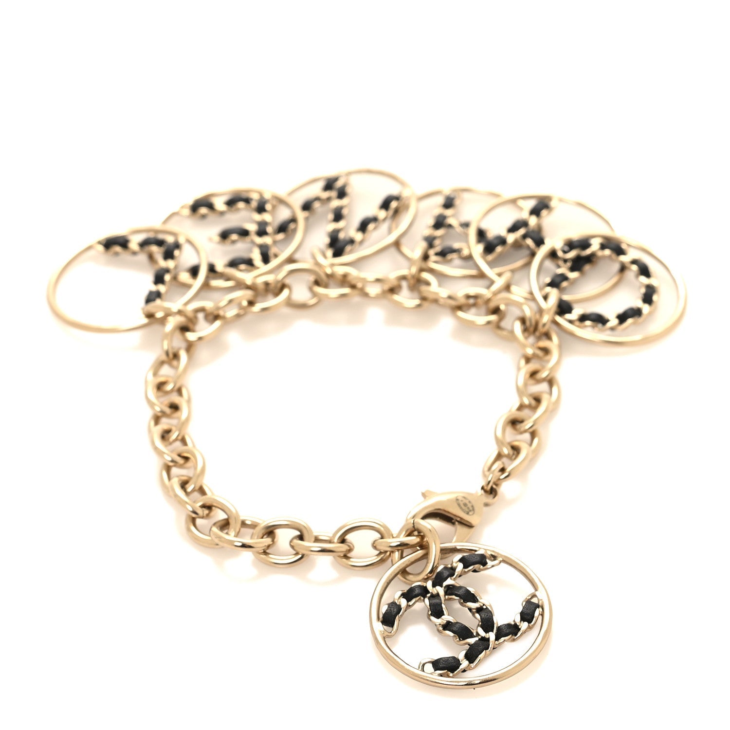 Lambskin Chain CC Logo Bracelet Gold Black