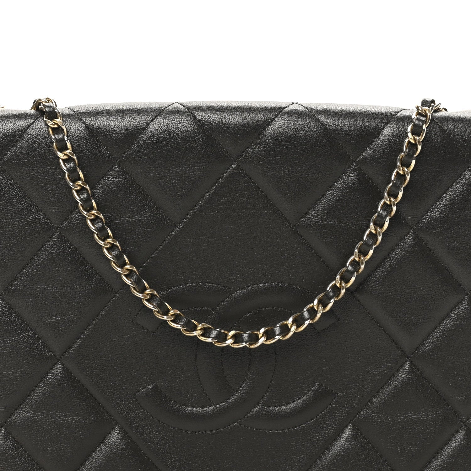 Lambskin Quilted Large Diamond CC Flap Black