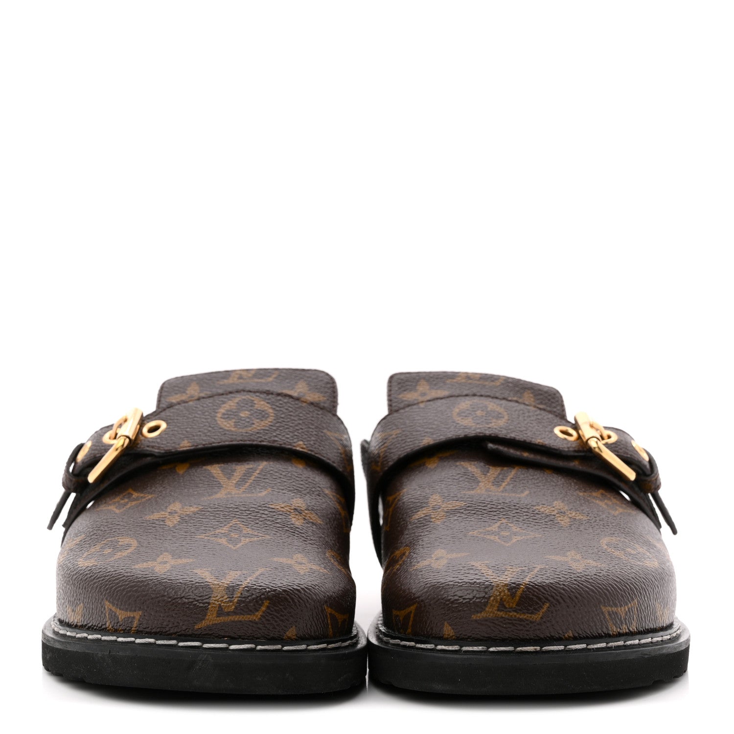 Patent Monogram Womens Cosy Flat Comfort Clog Mules 38 Brown