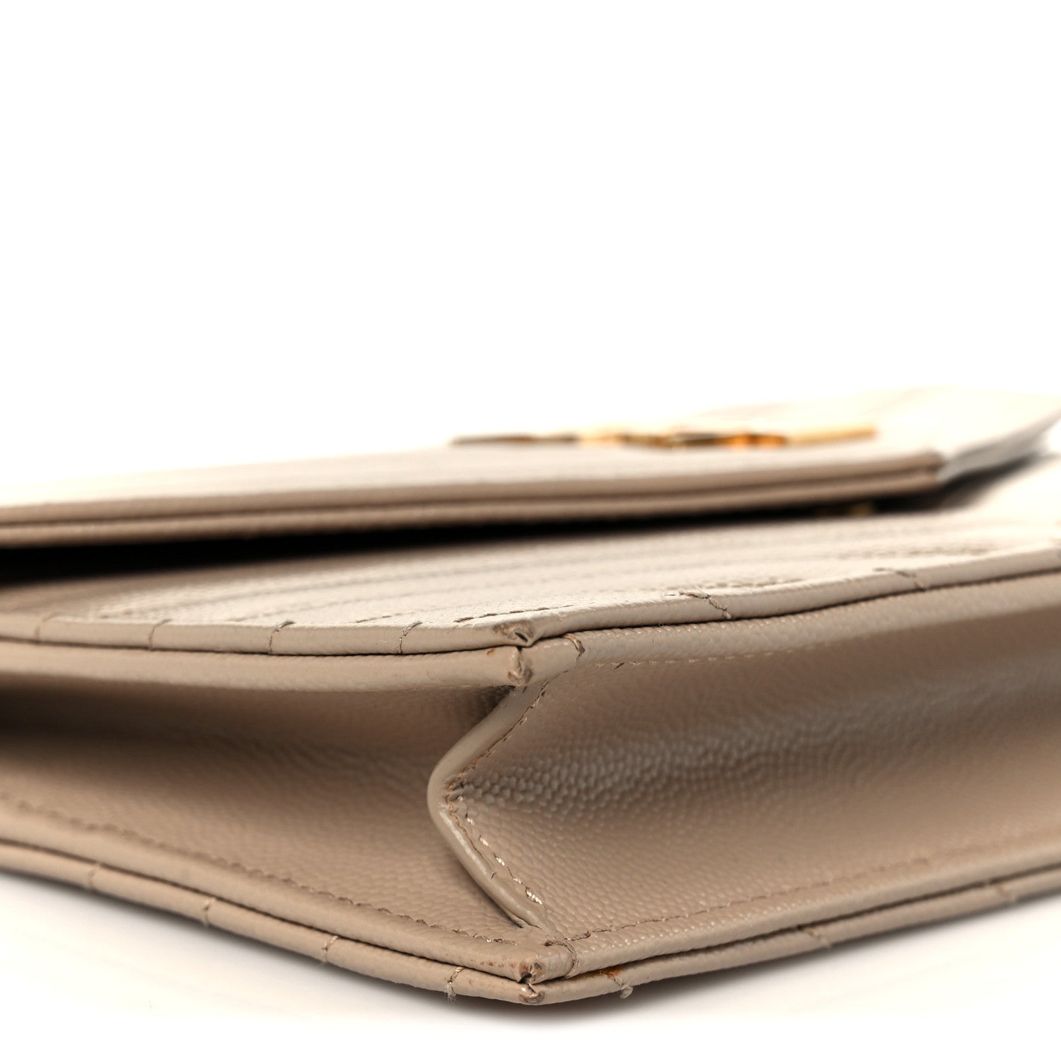 Grain De Poudre Matelasse Chevron Monogram Envelope Chain Wallet Dark Beige