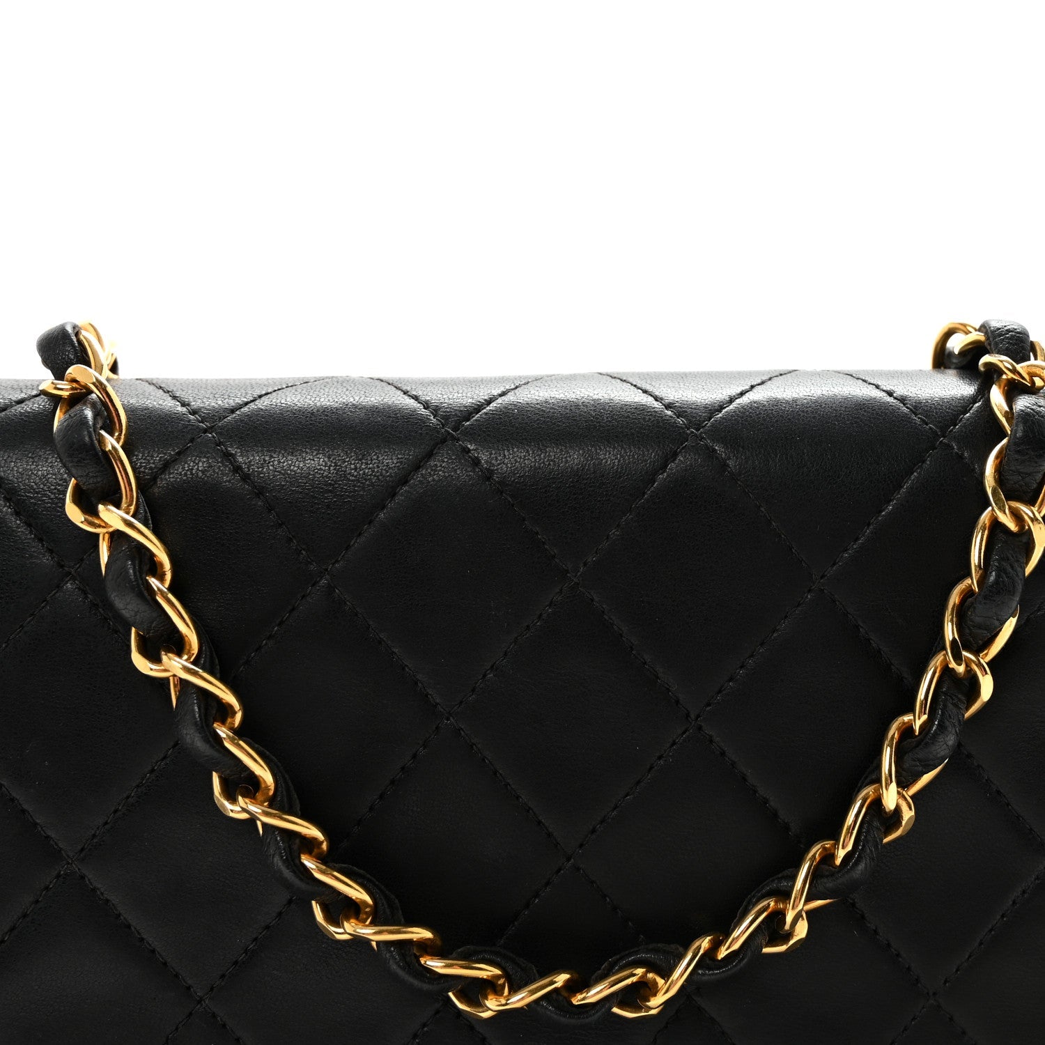 Lambskin Quilted Small Single Flap Bag Black